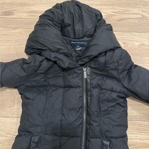 French Connection asymmetrical Black Hooded Puffer Coat XS